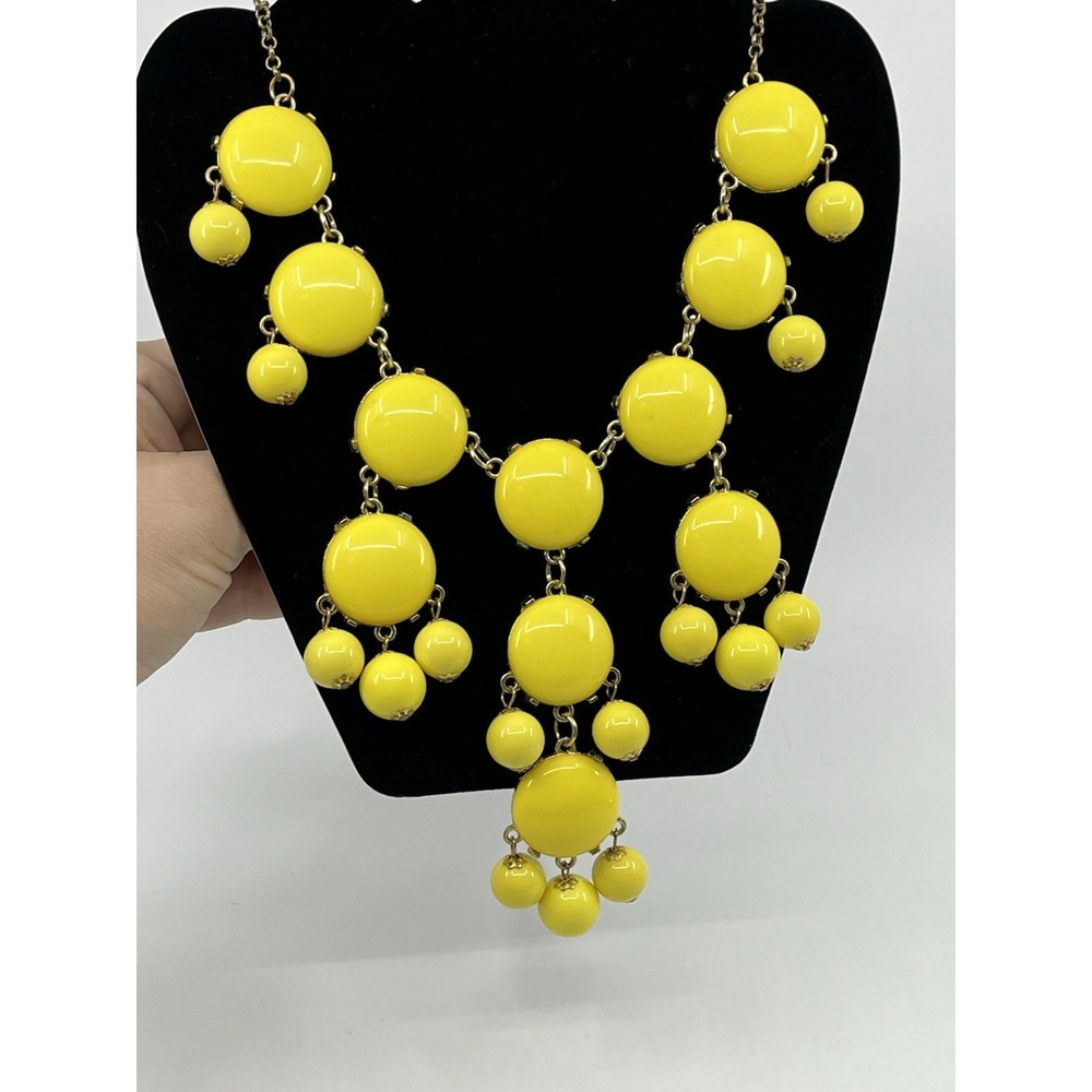 Yellow Bubble Choker Necklace Statement Piece Gold Tone Unsigned Vtg